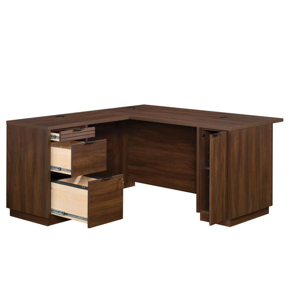 WORKSENSE Palo Alto 59.134 in. L-Shaped Spiced Mahogany Commercial Computer Desk with File Storage 427793