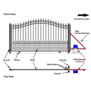 ALEKO London Style 16 ft. x 6 ft. Black Steel Single Slide Driveway Fence Gate DG16LONSSL-HD