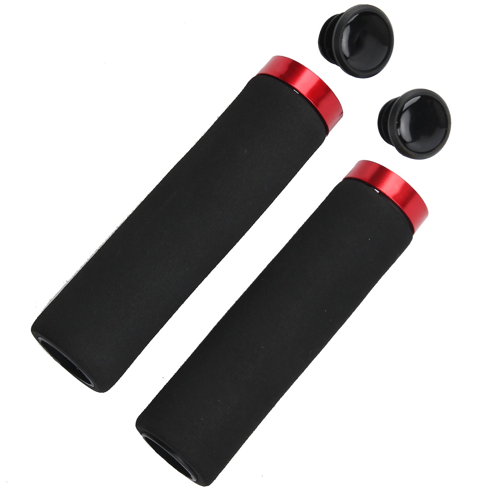 Bicycle Shockabsorbent Handlebars Comfortable Mountain Bike Skid Resistant Sponge Handlebars(black Handlebars And Red Lock Rings )