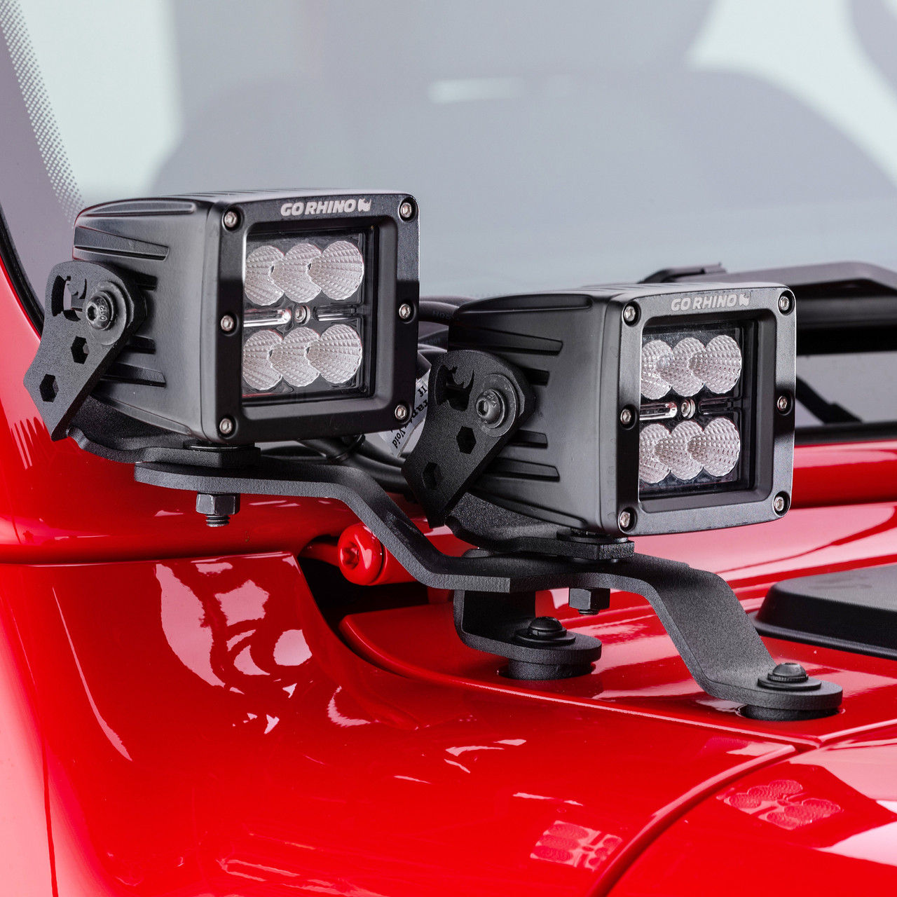 Go Rhino XE Windshield Cowl Light Mounts for Jeep JLJT  Fits Dual 3x3 Cubes Offset Driving Light Bracket