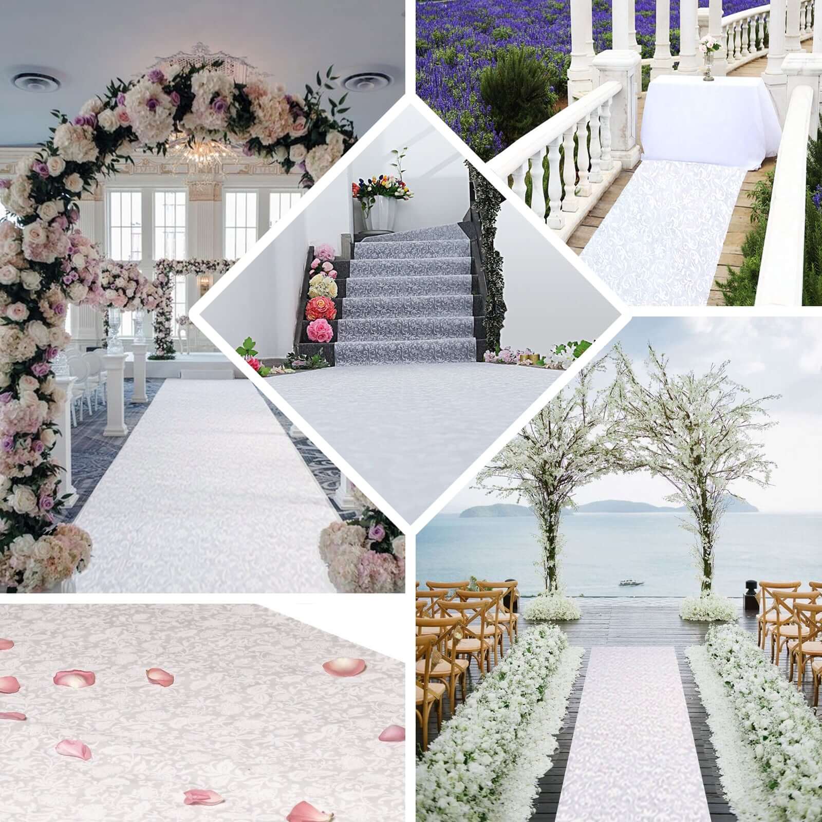 White Floral Lace Aisle Runner 36