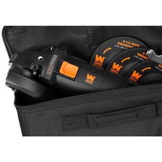 WEN 7.5 Amp Corded 4-12 in. Angle Grinder with Reversible Handle 3 Grinding Discs and Carrying Case 94475