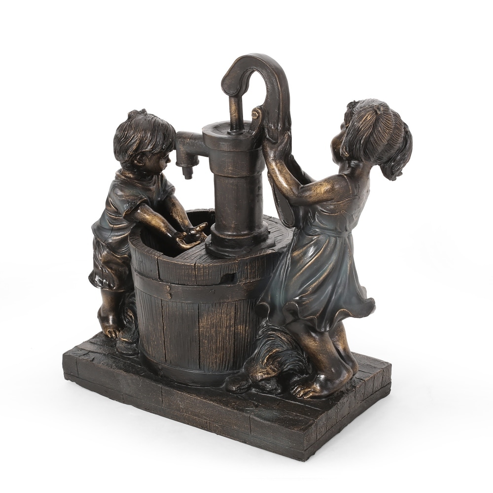 Schramling Outdoor Outdoor Children at Water Pump Fountain by Christopher Knight Home