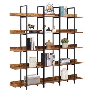 aisword 70.9 in. 5 Tier Bookcase Home Office Open Bookshelf Vintage Industrial Style-Shelf - Brown WF28617PBH6AAT