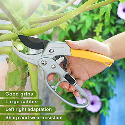 MEPEREZ-Advanced pruning shears, enhanced garden shears, sharp gardening shears, ergonomics and labor-saving ratchets pruners, 3 times labor-saving gardening shears