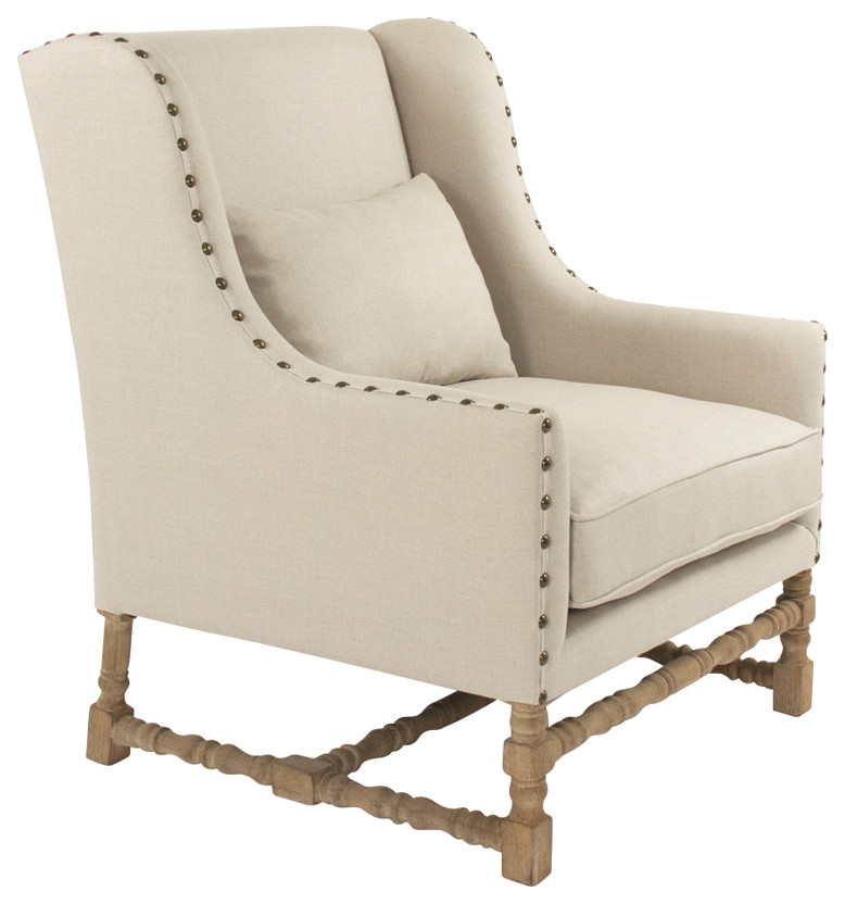 Francois Club Chair  Natural Linen   French Country   Armchairs And Accent Chairs   by Zentique  Inc.  Houzz