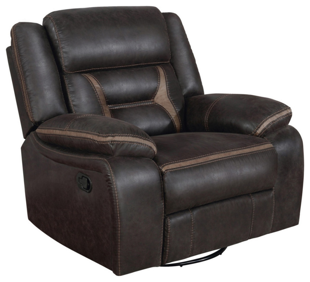 Jake 41 Inch Gliding Manual Recliner Pillowtop Dark Brown Faux Leather   Recliner Chairs   by Dot  ampBo  Houzz