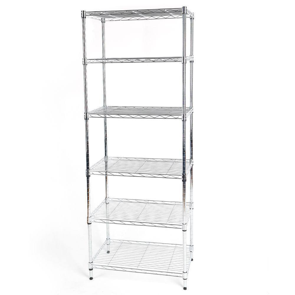 HDX 6-Tier Steel Wire Shelving Unit in Chrome (24 in. W x 60 in. H x 14 in. D) HD142460-6MCPS