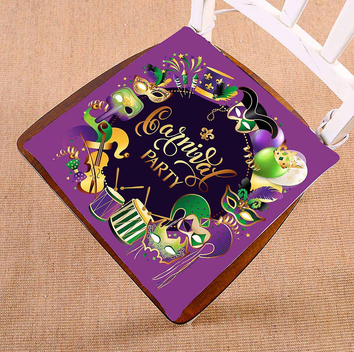 Frame Template With Golden Carnival Masks On Black Chair Pads Chair Mat Seat Cushion Chair Cushion Floor Cushion 50x50 Cm