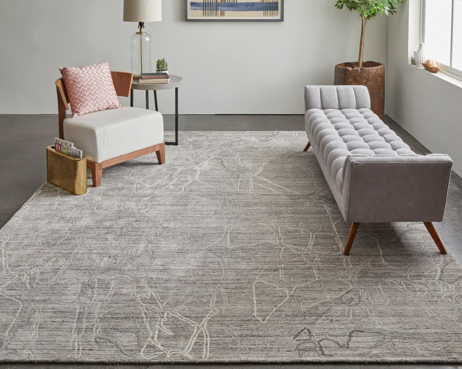 Archor Abstract Hand Tufted Gray / Ivory Rug