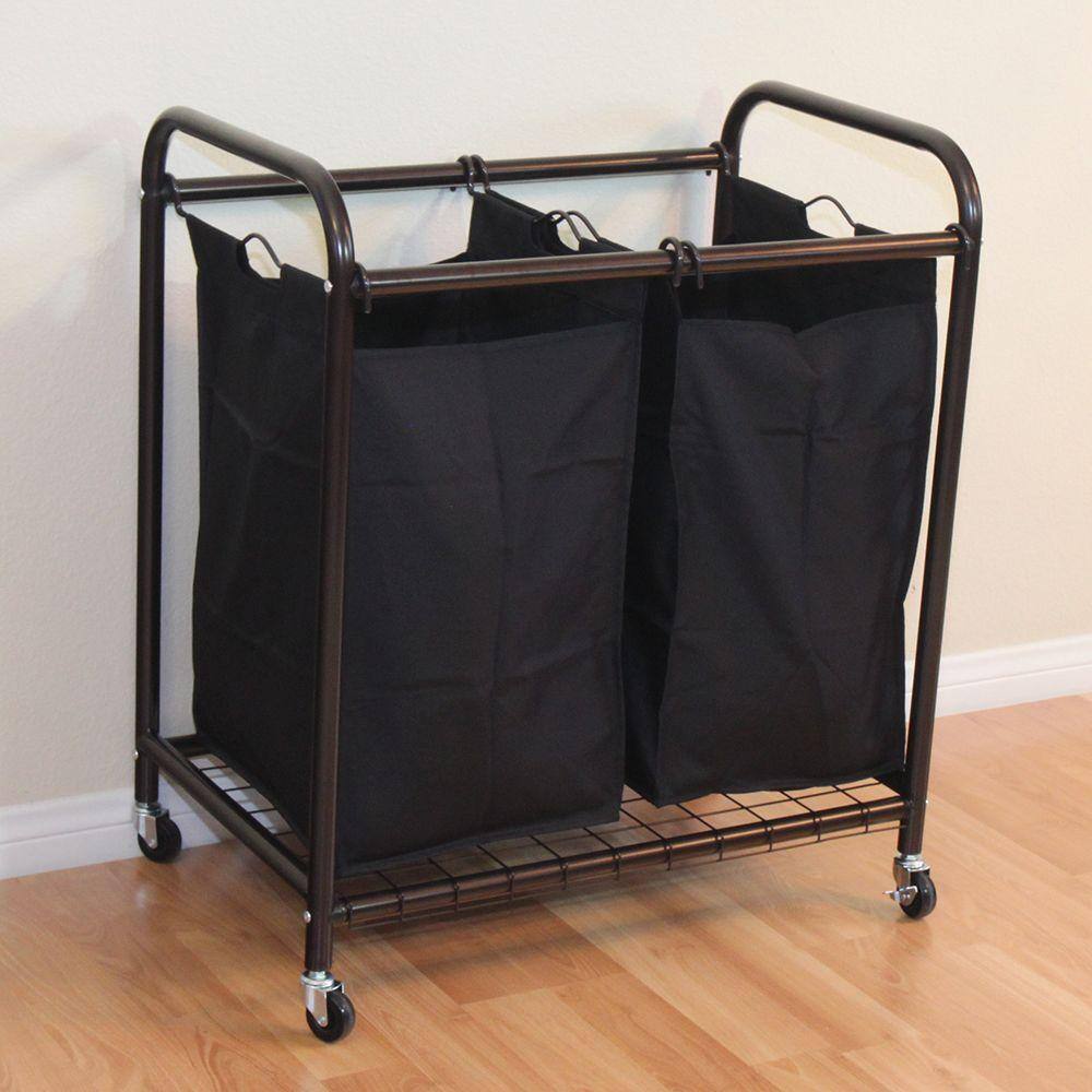 Oceanstar 2-Bag Bronze Rolling Laundry Sorter DLS1392