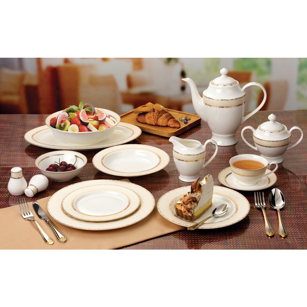 Lorren Home Trends 57 piece Margaret Bone China Dinnerware Set (Service for 8)