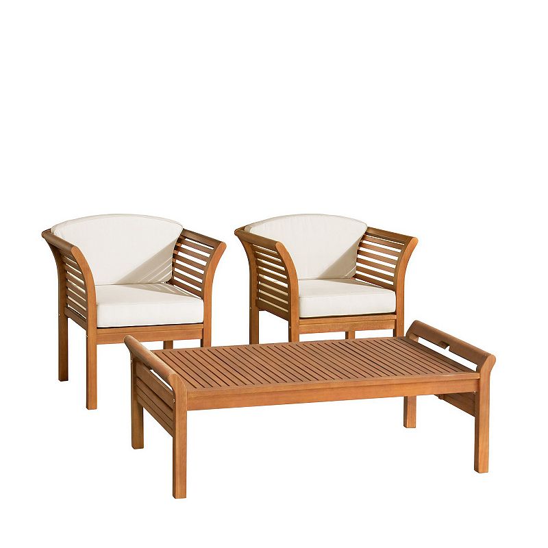 Alaterre Furniture Stamford Outdoor Conversation Patio Chair and Coffee Table 3-piece Set