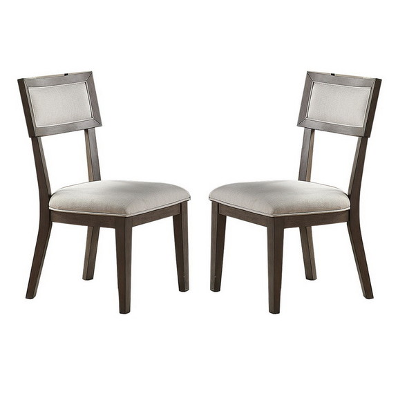 White Fabric Upholstery Dining Chair  Grey (Set of...