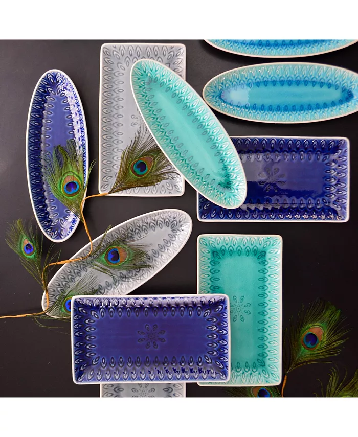 Euro Ceramica Peacock 12 Rectangular Platter