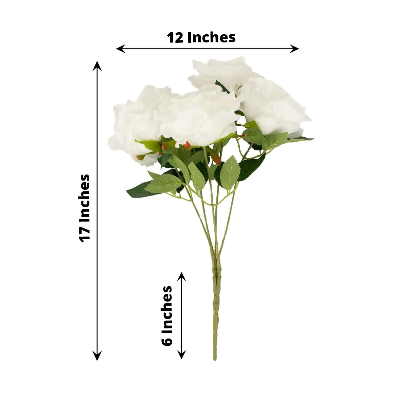 2 Bushes White Premium Silk Jumbo Rose Flower Bouquet, High Quality Artificial Wedding Floral Arrangements 17