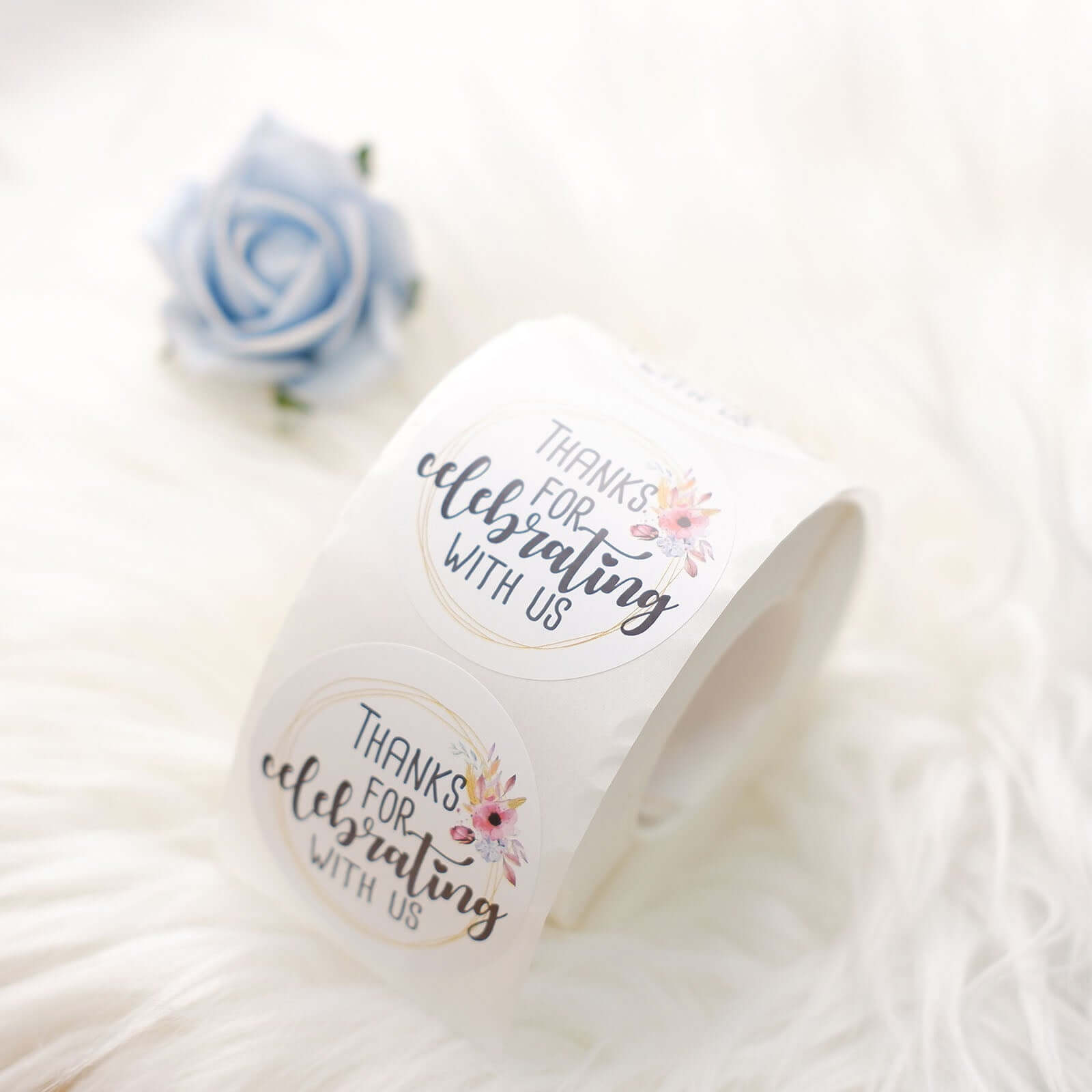 500pcs Thanks for celebrating with Us Stickers Roll, Labels for Envelops Seal and Wedding Favors - Round 2