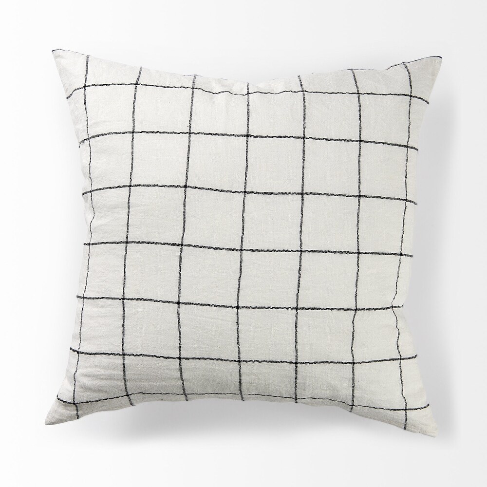 White and Black Grid Accent Pillow Cover