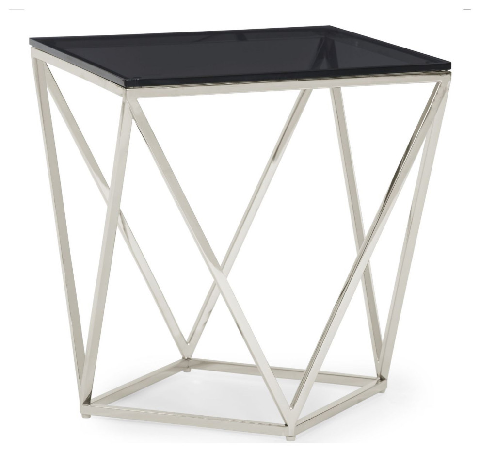 Modus Aria Smoked Glass and Polished Stainless Steel End Tbl   Multi   Contemporary   Side Tables And End Tables   by AMOC  Houzz