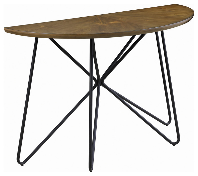 Brinnon Semicircle Sofa Table Dark Brown and Black   Modern   Console Tables   by Modon  Houzz