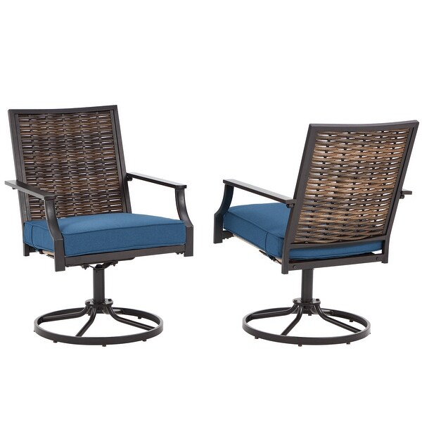 EROMMY Swivel Patio Dining Chairs Set of 2，Outdoor Wicker Aluminum Swivel Chair，Swivel Rocker with AllWeather Aluminum Frame