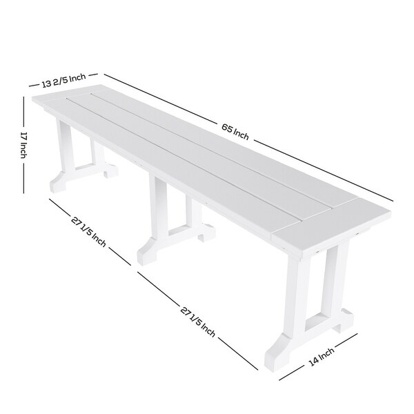 Polytrends Laguna Hdpe All Weather Outdoor Patio Dining Set with Rectangle Table，Arm Chairs and Bench (6Piece Set)