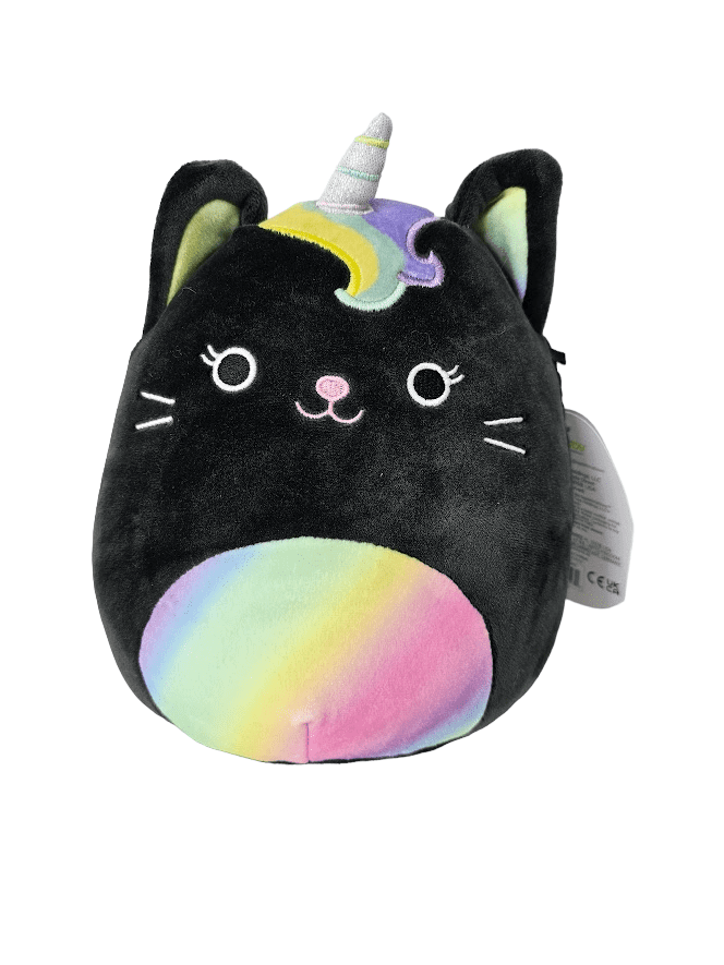 Squishmallows Official Kellytoys Plush 7.5 Inch Caylee the Black Unicorn Cat with Rainbow Belly Caticorn Fantasy Squad Ultimate Soft Plush Stuffed Toy