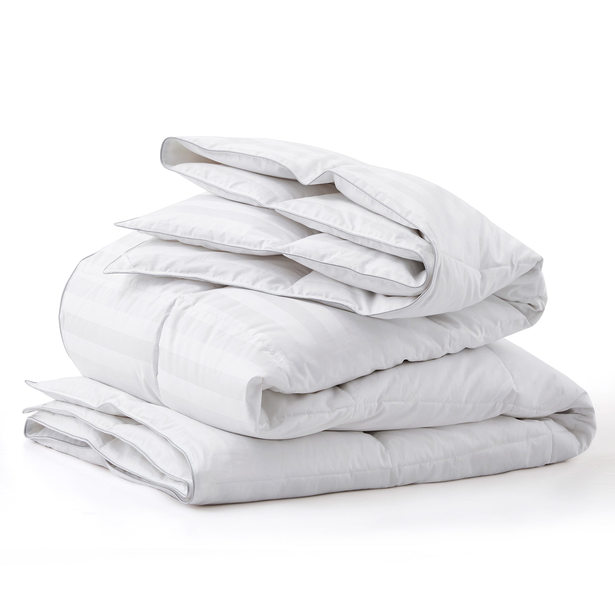 UNIKOME White Feather Fiber Down Comforter with Cotton Cover， Twin