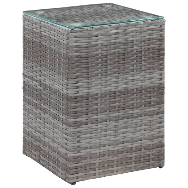 Side Tables 3 pcs with Glass Top Gray Poly Rattan