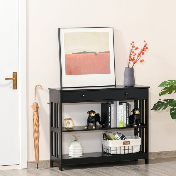 HOMCOM Console Table with Drawers and 2 Shelves Modern Sofa Table for Entryway Living Room Bedroom