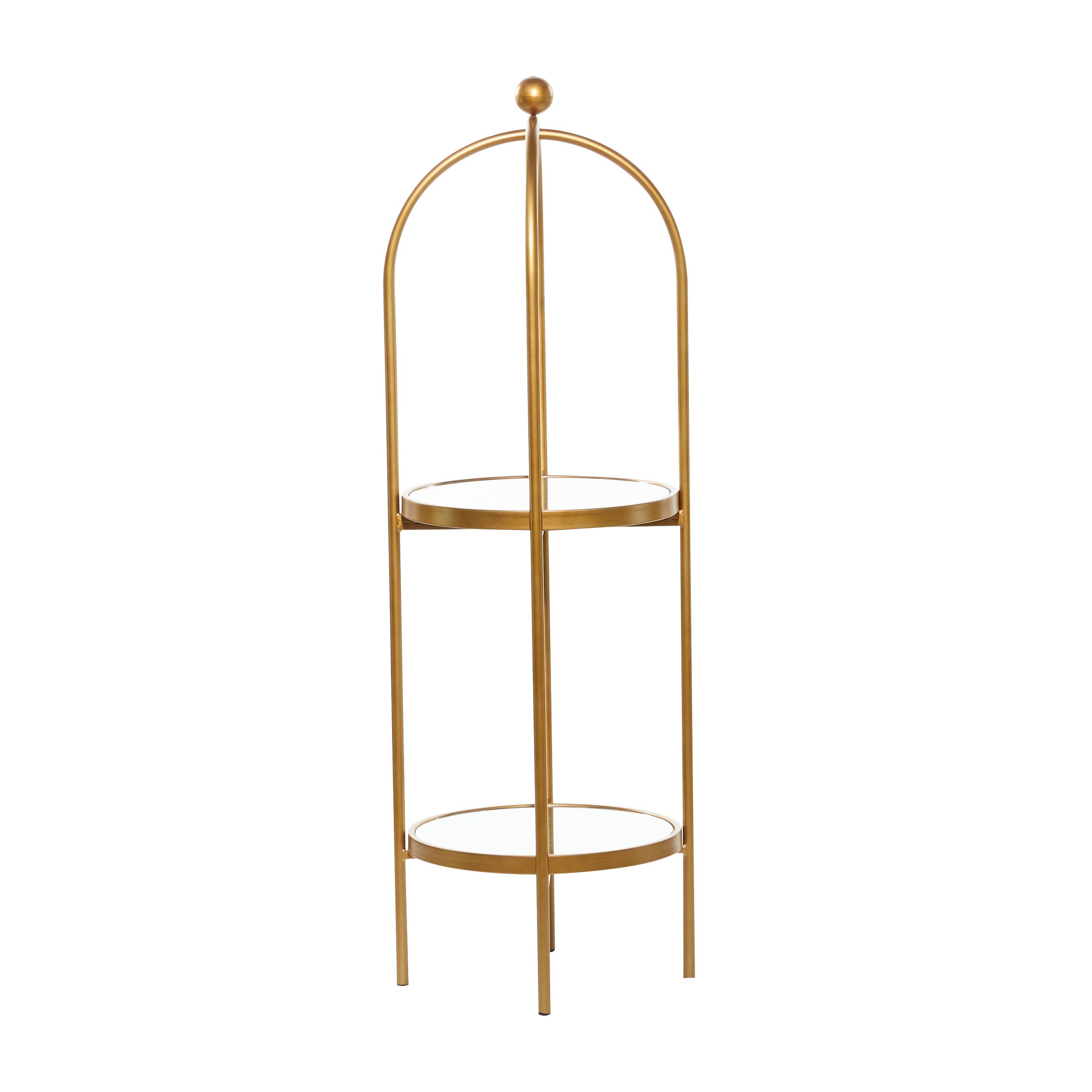 Gold Metal Glam Standing Mirror Shelves 46 x 16 x 18