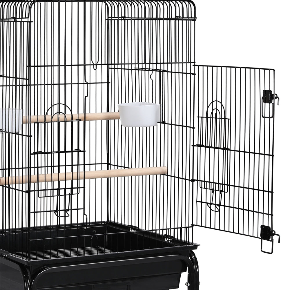 Yaheetech 47inch Metal Bird Cage w/Detachable Rolling Stand for Cockatiel Canary， Black