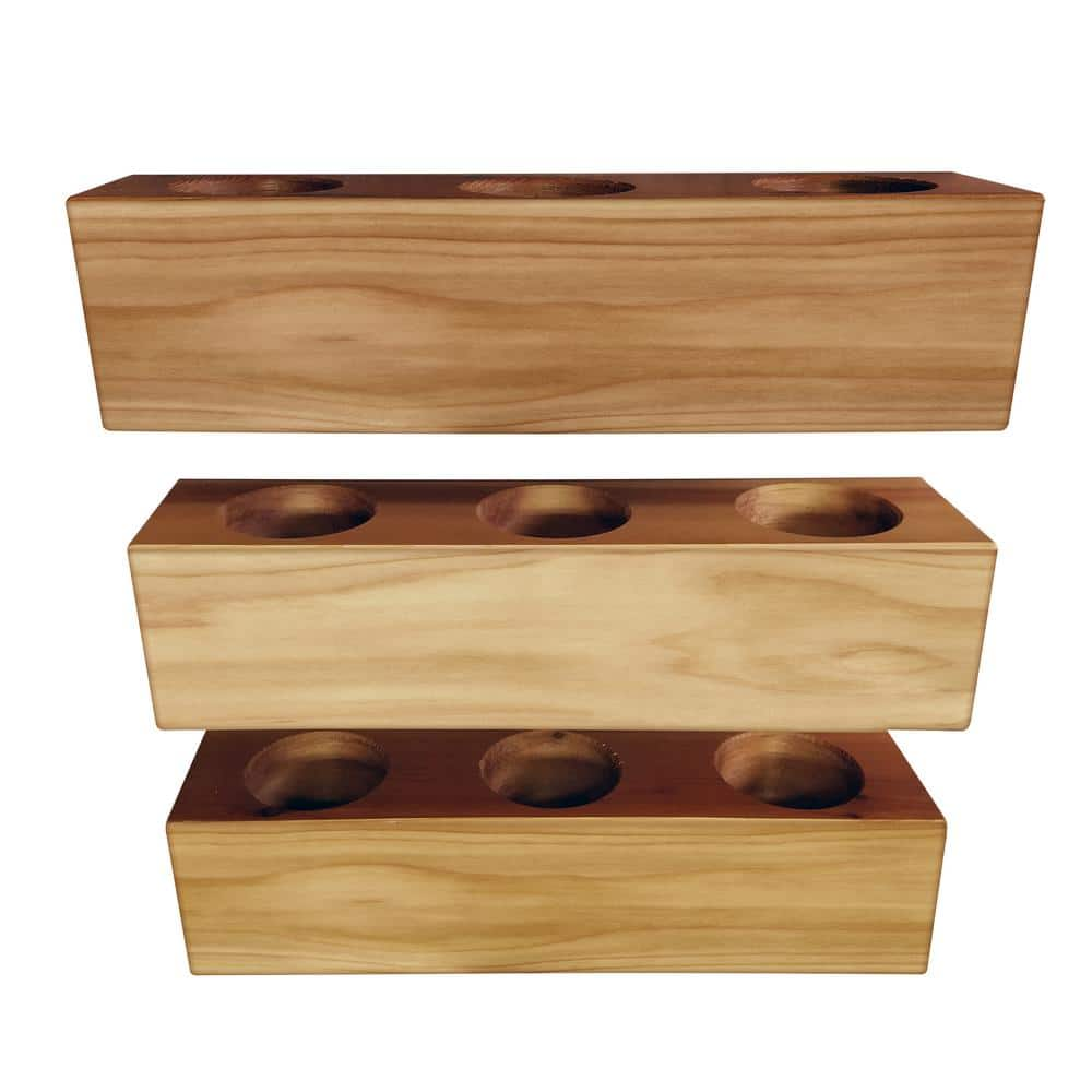 Gronomics 4 in. x 4 in. x 16 in. Succulent Planter Wood Rectangular 3 Hole Planter (3-Package) SP-3H 3PKG