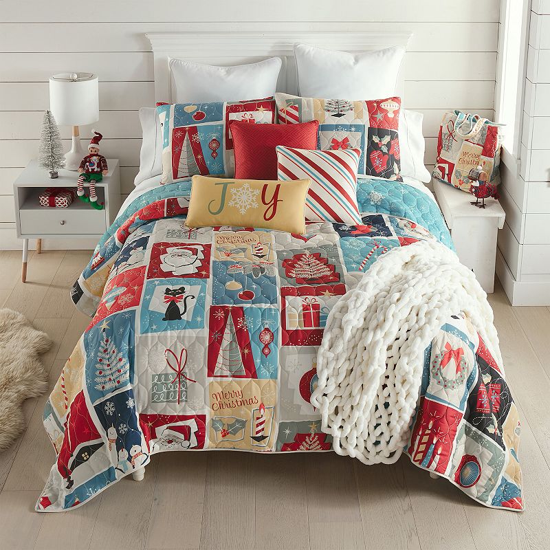 Donna Sharp Retro Christmas Quilt and Sham Set