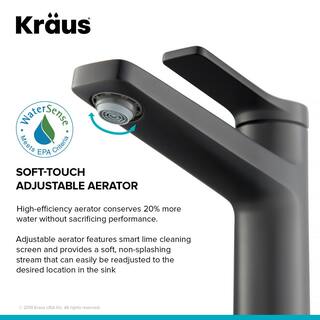 KRAUS Indy Single Hole Single-Handle Bathroom Faucet with Pop-Up Drain with Overflow in Matte Black KBF-1401MB-PU-11MB