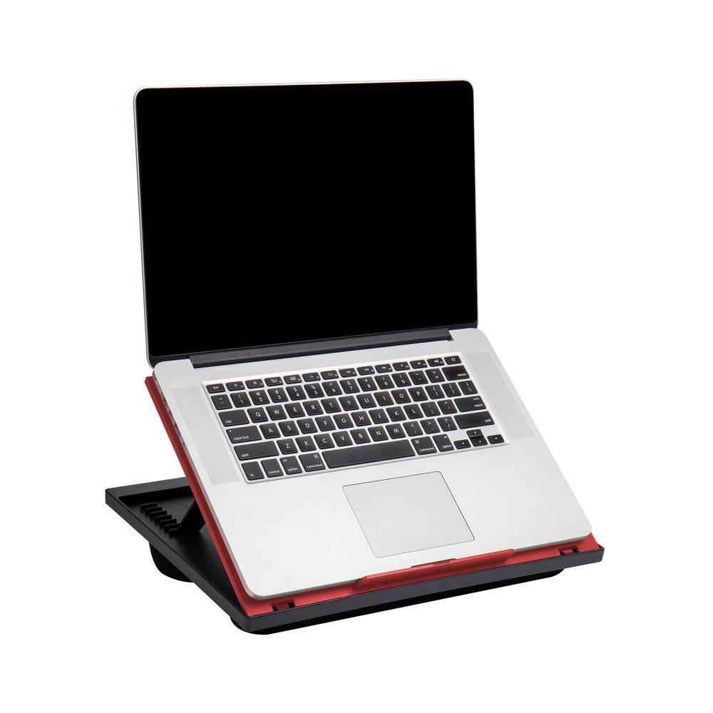 Mind Reader Adjustable 8 Position Lap Top Desk with Cushions Monitor Holder Laptop Lap Holder Red LTADJUST-RED