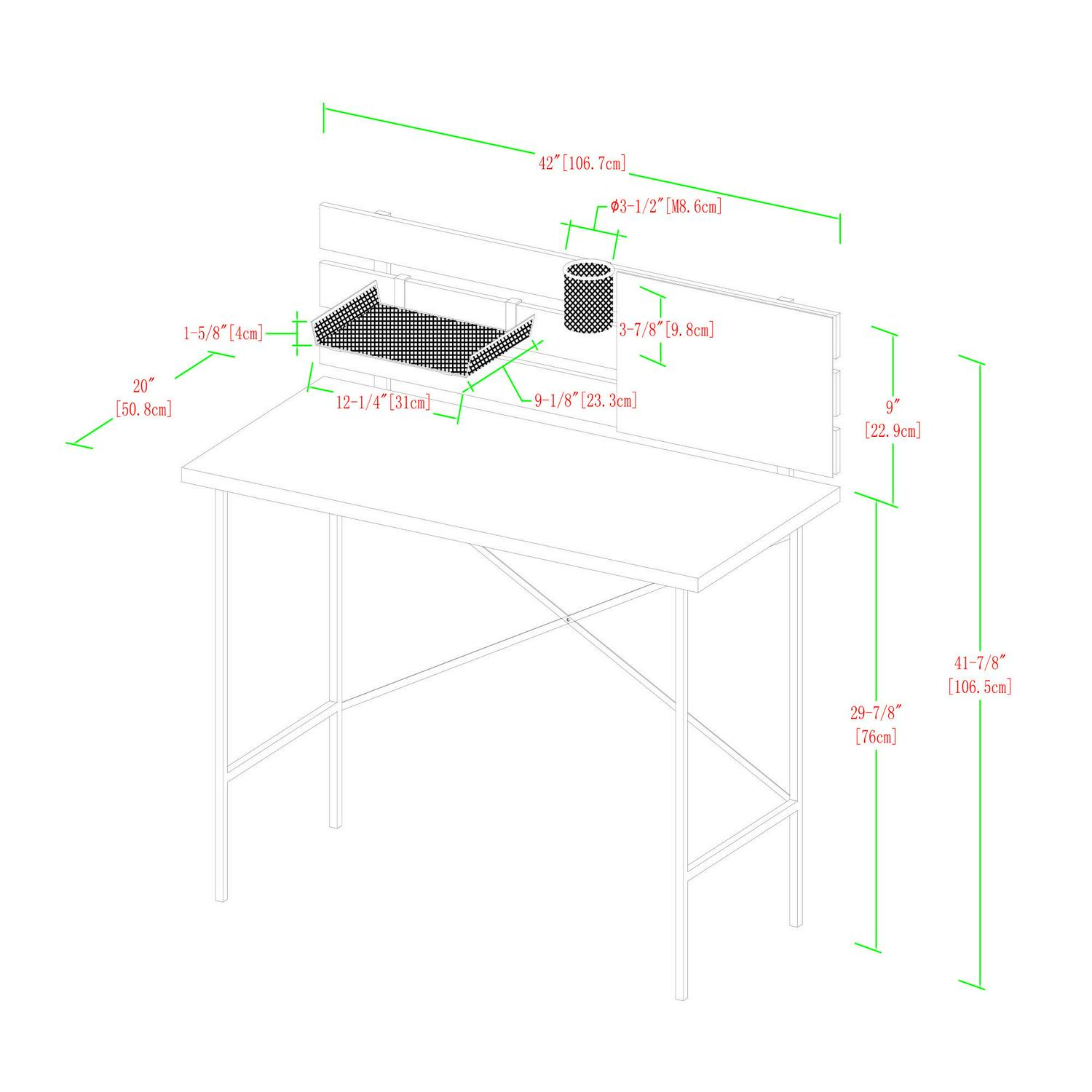 Manor Park Modern Writing Desk With Slat Back Adjustable Storage  Reclaimed Barnwood