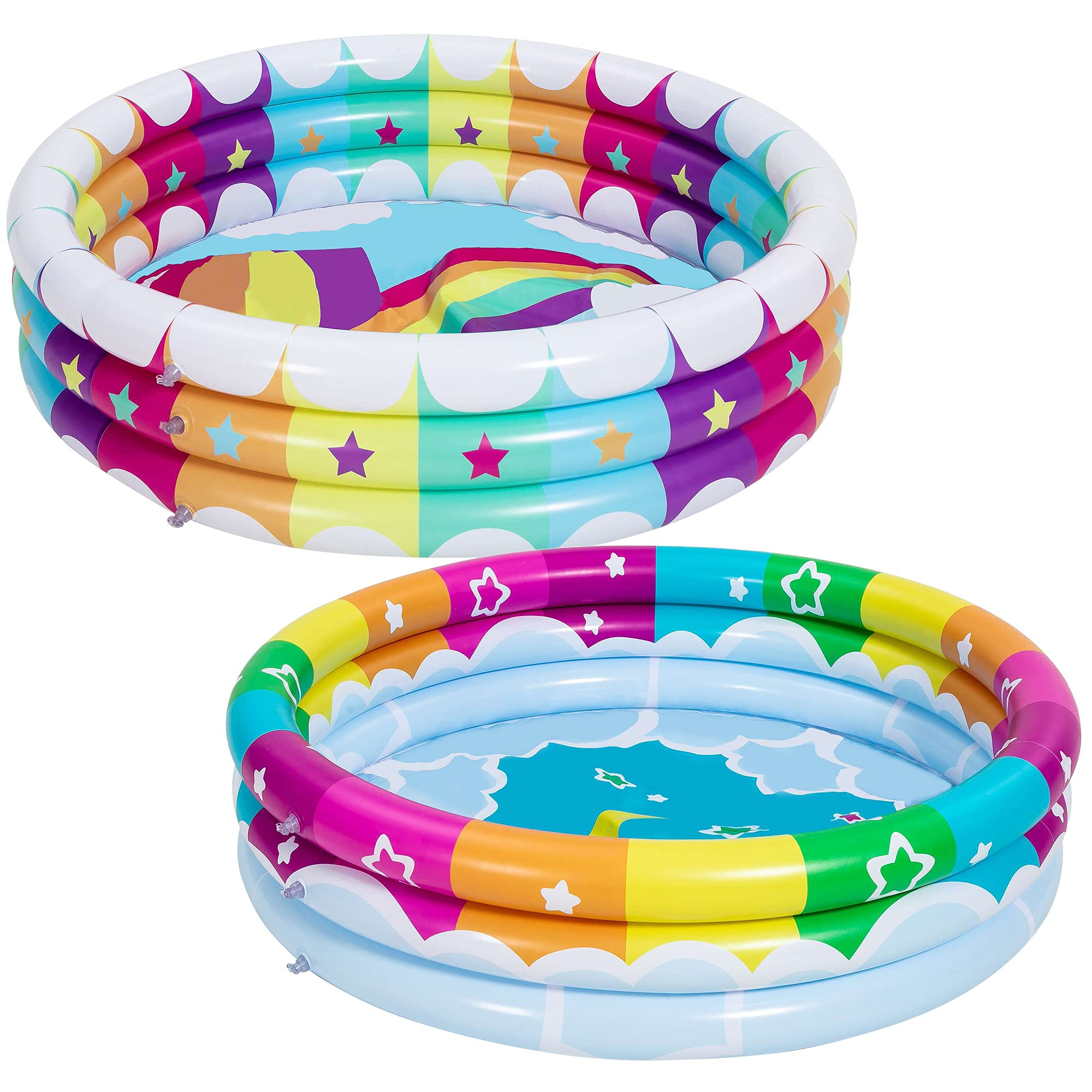 Clearance - 45in Rainbow w/ Hot Air Balloon & Rainbow Inflatable Kiddie Pool Set, 2 Pack