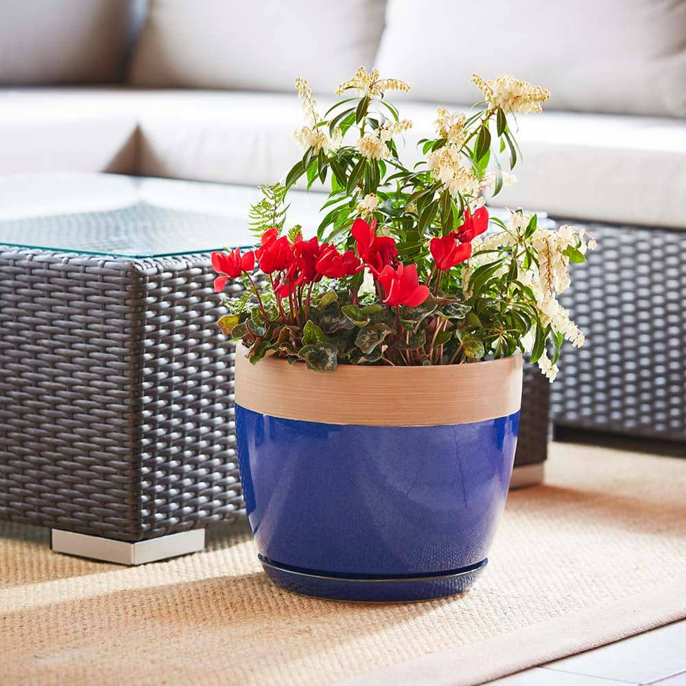 Southern Patio Ana Medium 12 in. x 11.2 in. 11 Qt. Navy Blue Ceramic Indoor Pot CRM-064831A