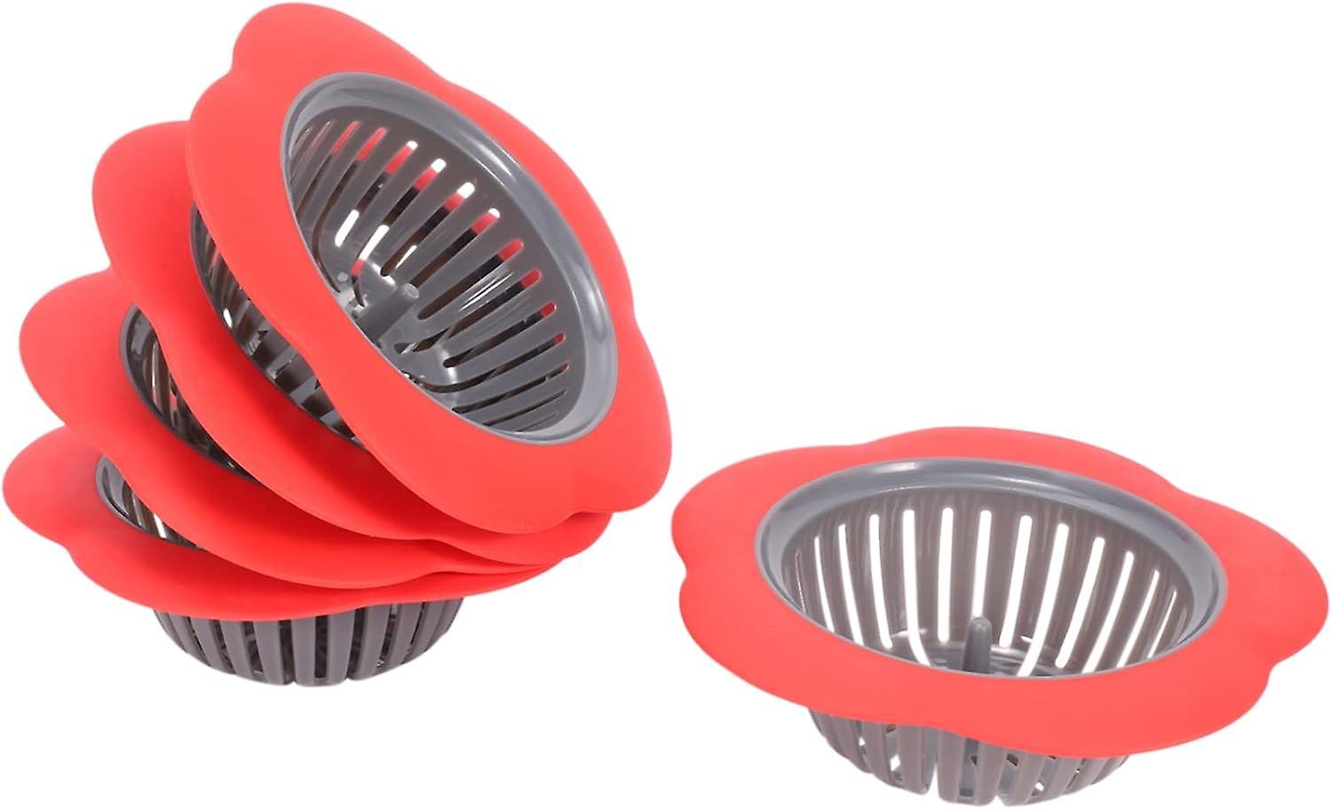 Pack of 5 Red Kitchen Water Sink Strainer Drain Screw Cover Kitchen Sink Stopper Bathroom Shower Flo