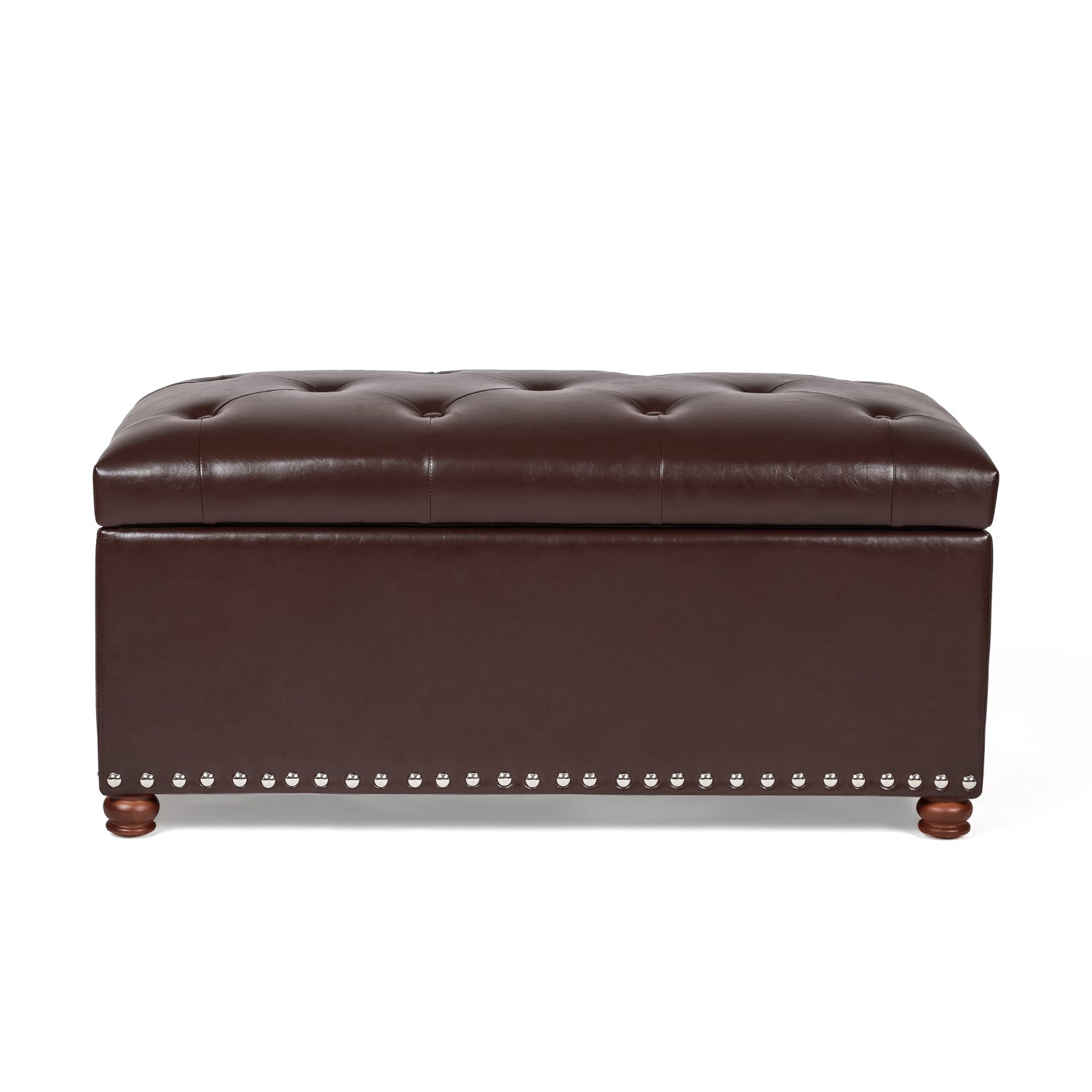 Joveco Leather Rectangular Storage Bench Ottoman Foot Rest Stool,Coffee Tables Footstool for Living Room Bedroom Entryway,Brown