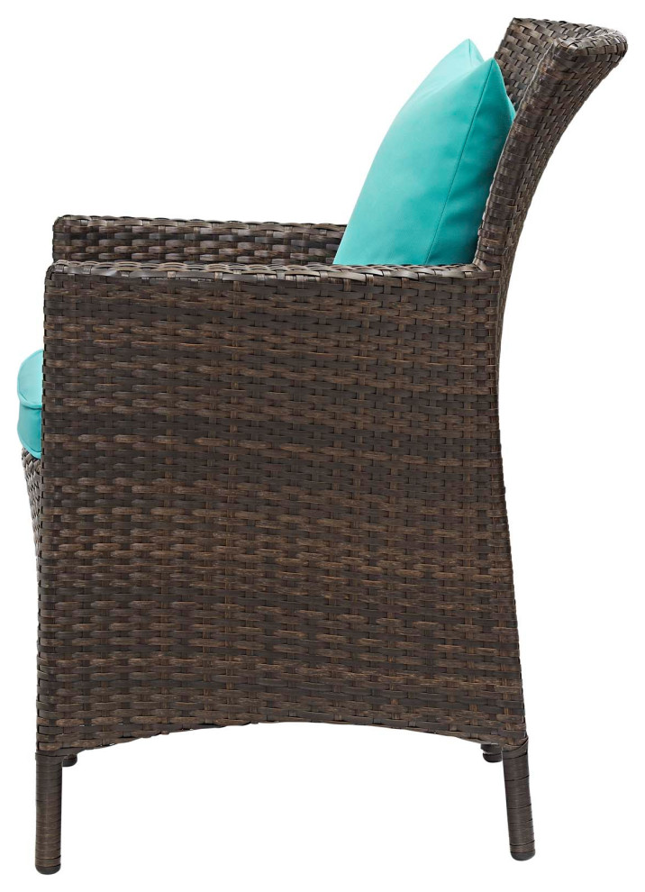 Side Dining Chair and Table Set  Rattan  Wicker  Brown Green  Modern  Outdoor   Tropical   Outdoor Dining Sets   by House Bound  Houzz