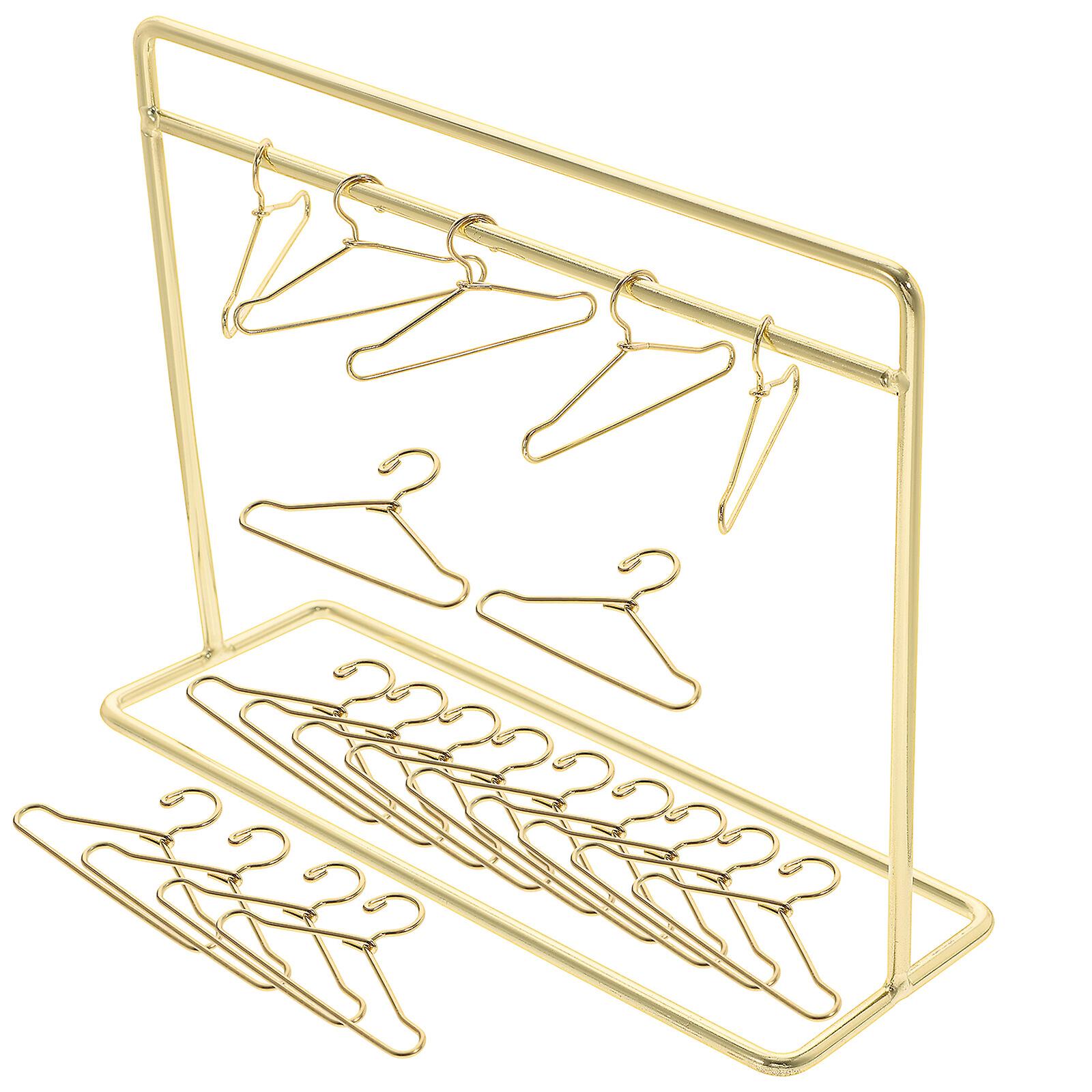 1 Set Doll Apparel Hanger Rack Doll Hangers Miniature Clothes Hanger Clothes Rack Set