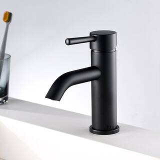 LUXIER Single Hole Single-Handle Bathroom Faucet with drain in Matte Black BSH03-SM