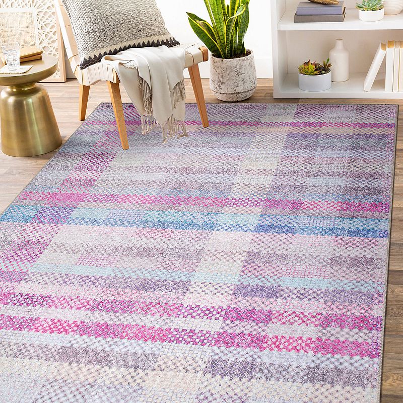 World Rug Gallery Contemporary Plaid Machine Washable Area Rug