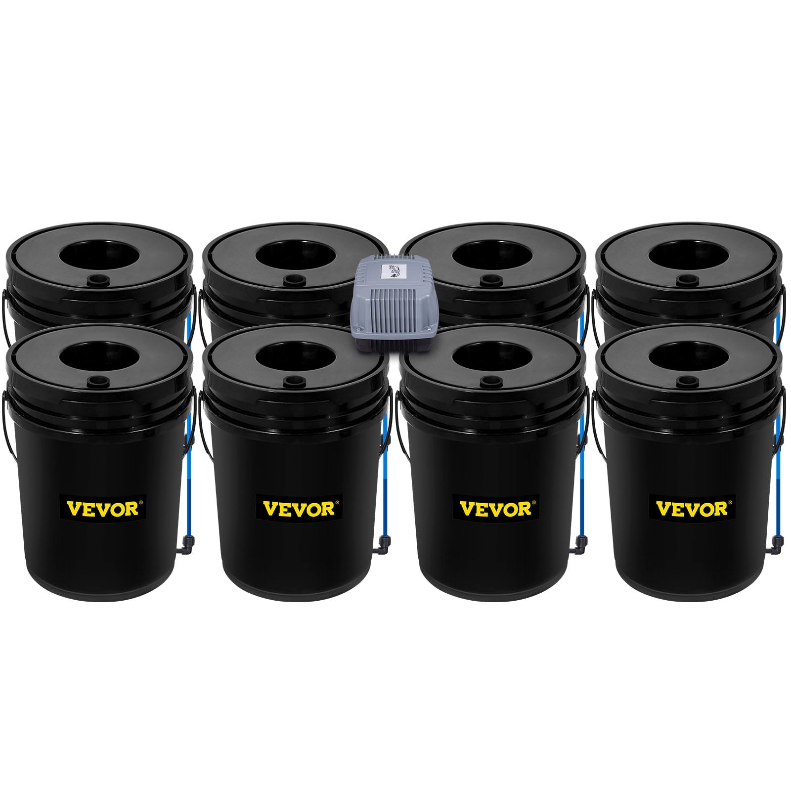 VEVOR DWC Hydroponic Bucket System， 5 Gallon 8 Buckets， Deep Water Culture Growing Bucket， Hydroponics Grow Kit with Pump， Air Stone and Water Level Device