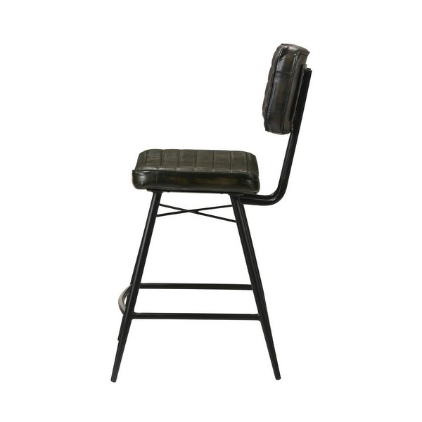 Set of 2 PU Counter Height Stool with Metal Legs