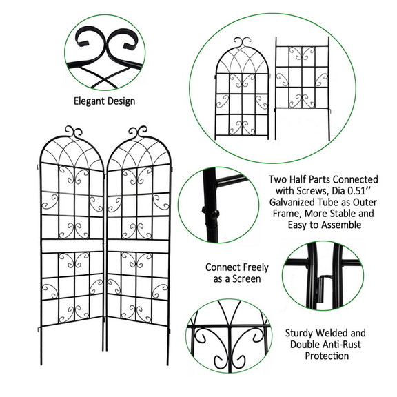 4 Pack Metal Garden Trellis 71 x 19.7 Rustproof ...