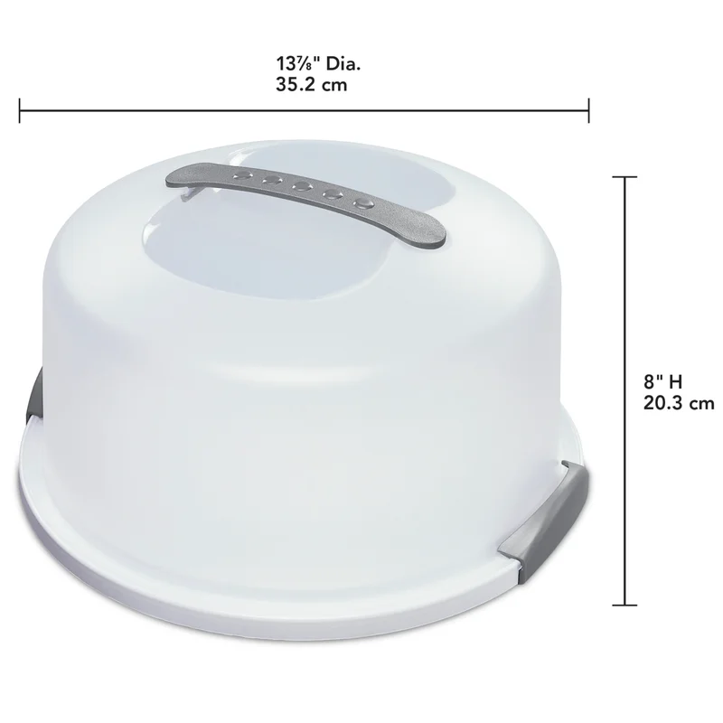 Sterilite Cake Server See-Through Lid， White Base， 4-Pack