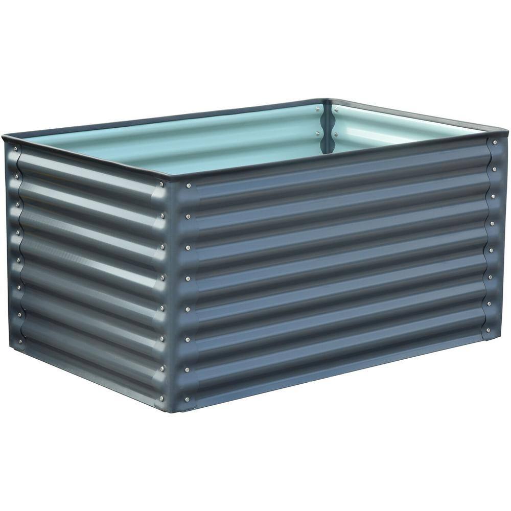 Hanover Galvanized Steel Open-Base Raised Garden Bed HANRECGB-3GRY